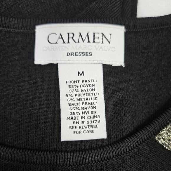 🦃Carmen Marc Valvo Bodycon Classy Cocktail Dress Flattering Stretch Size Medium - Picture 3 of 8